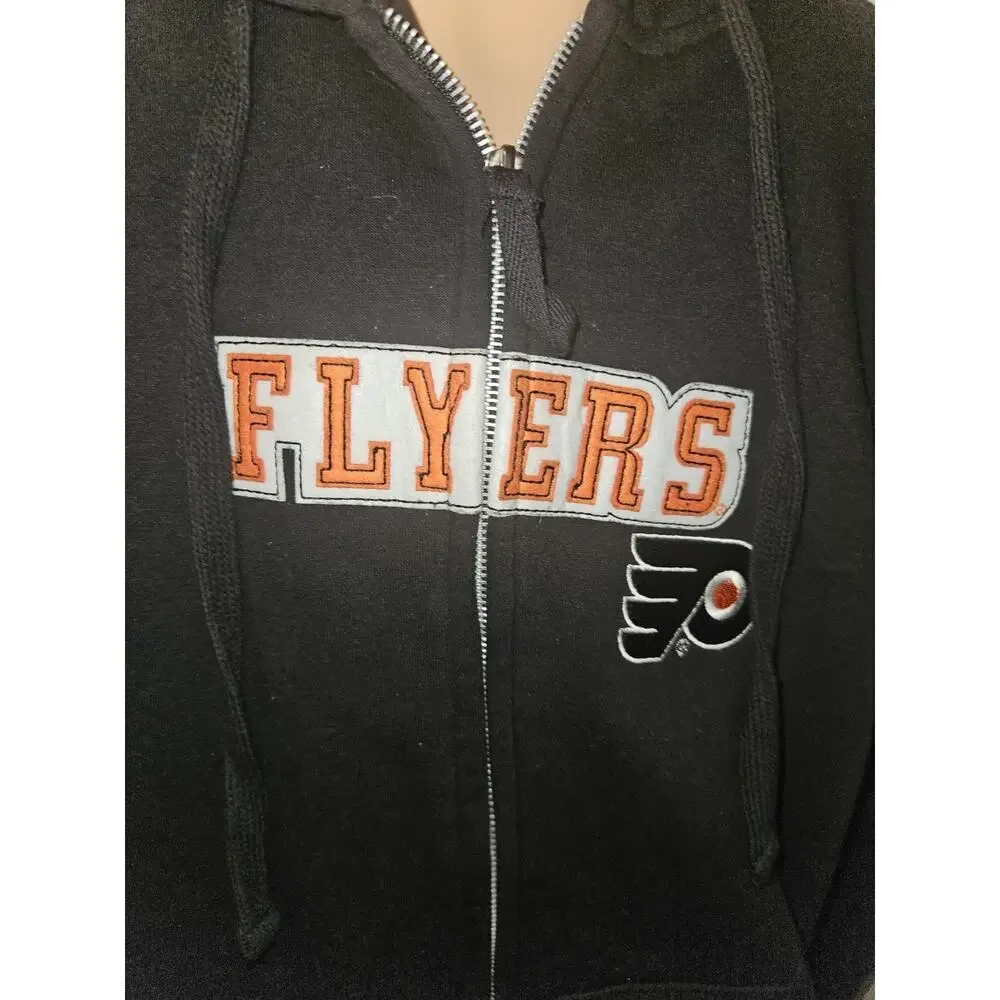 New! Philadelphia Flyers Hockey Full Zip Hoodie Sweatshirt Black Size Med NWT